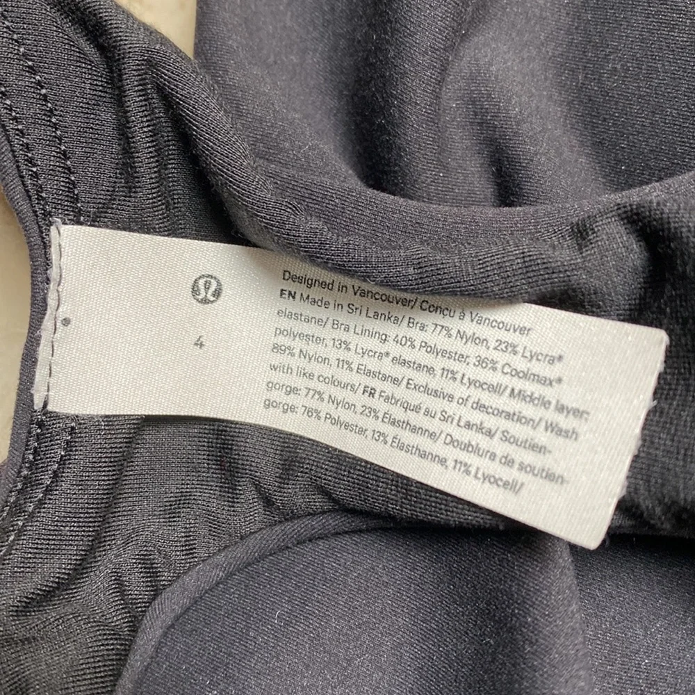 Lululemon Wunder Train Long-Line Bra Black Size 4